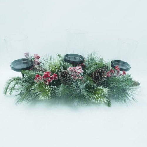 Faux Red Berries Christmas Branch Green Leaves Christmas Garland ...