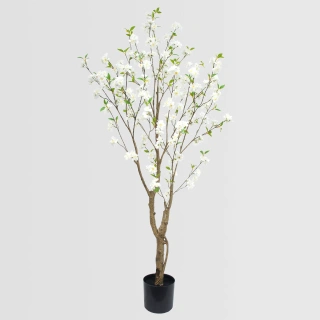 Artificial Cherry Blossom Tree, 180cm – Lifelike White Flowering Tree for Indoor Decor