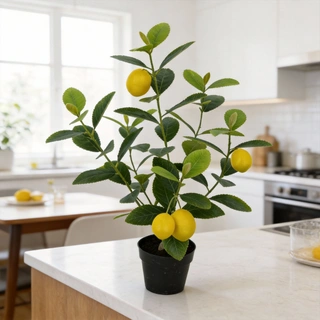Artificial Small Lemon Tree, 50cm– Lifelike Faux Tree for Commercial Interiors