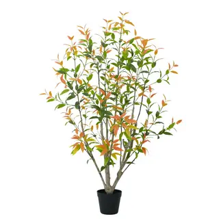 Artificial Red Car Leaf Tree, 120cm – Vibrant Faux Decorative Tree for Interiors & Displays
