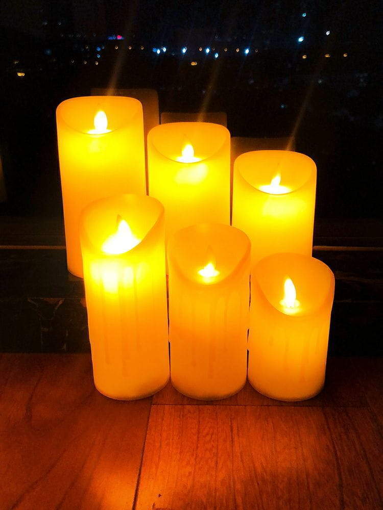 Flickering Flame Effect Battery Candle Auto-Moving Wick LED Pillar Candles Real Wax Or Timer Operated and Remote Flickering Flame Effect Battery Candle Auto-Moving Wick LED Pillar Candles Real Wax Or Timer Operated and Remote