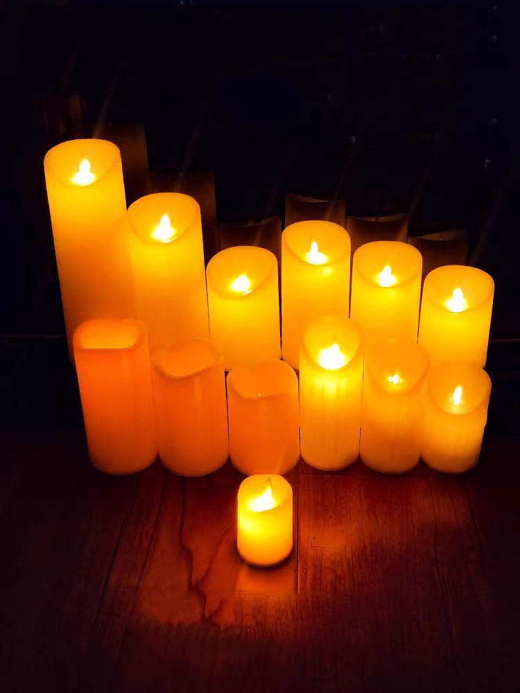 Flickering Flame Effect Battery Candle Auto-Moving Wick LED Pillar Candles Real Wax Or Timer Operated and Remote Flickering Flame Effect Battery Candle Auto-Moving Wick LED Pillar Candles Real Wax Or Timer Operated and Remote