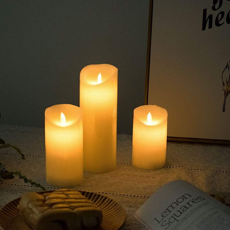 Flickering Flame Effect Battery Candle Auto-Moving Wick LED Pillar Candles Real Wax Or Timer Operated and Remote Flickering Flame Effect Battery Candle Auto-Moving Wick LED Pillar Candles Real Wax Or Timer Operated and Remote