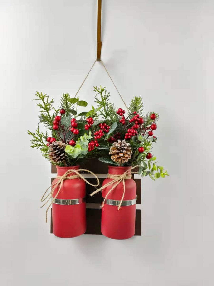Hanging Plants with Pinecones Red Berries Hanging Plants with Pinecones Red Berries