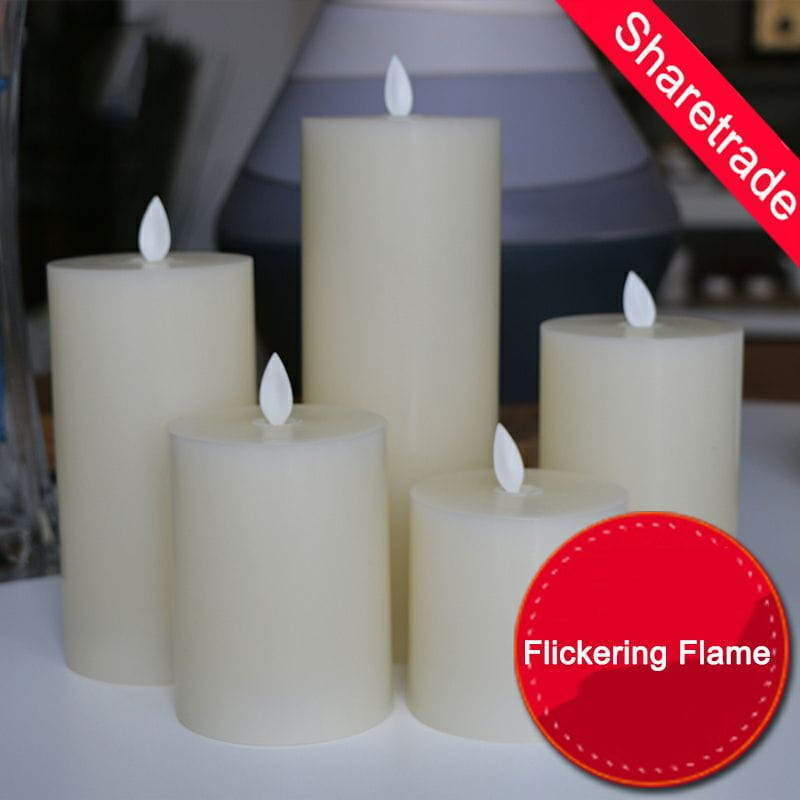Flickering Flame Effect Battery Candle Auto-Moving Wick LED Pillar Candles Real Wax Or Timer Operated and Remote Flickering Flame Effect Battery Candle Auto-Moving Wick LED Pillar Candles Real Wax Or Timer Operated and Remote