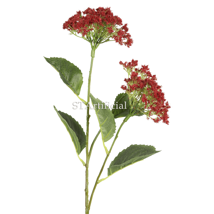 30.5 Inch Faux Flowers Long Stem Branch, 3 Heads and 5 Leaves