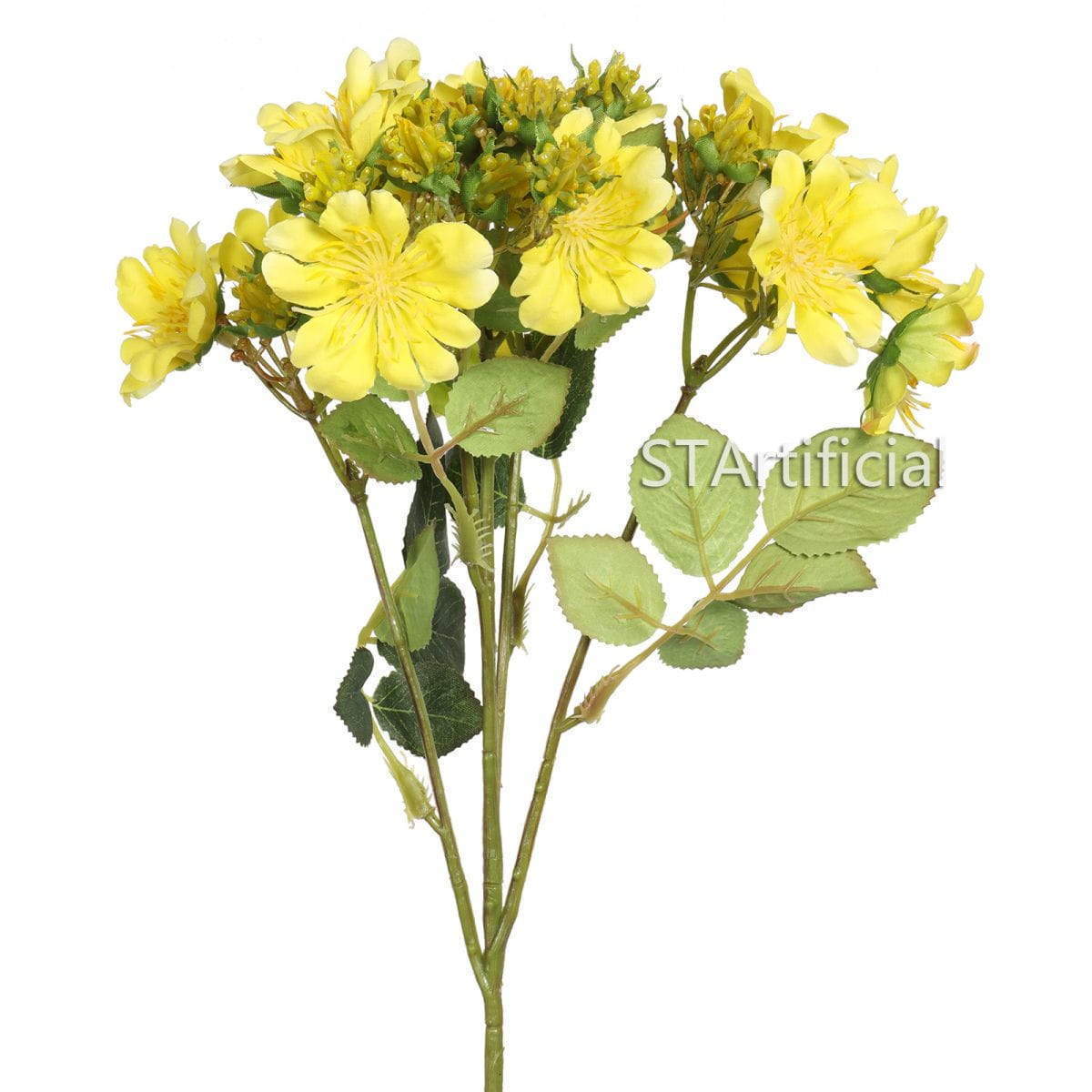 Artificial Wild Rose Spray, Multi-Head Blossoms, 18 Inch