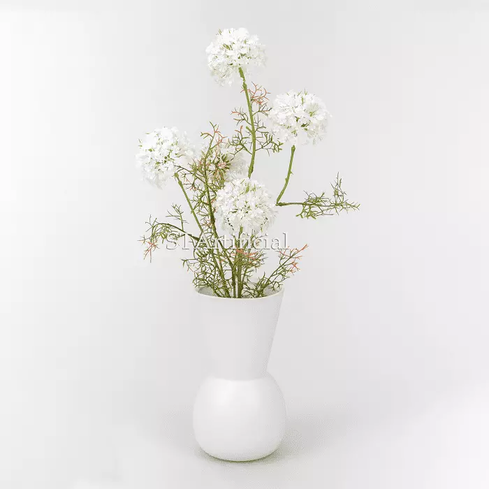 Premium Artificial White Lace Flowers with Vase, 47 CM