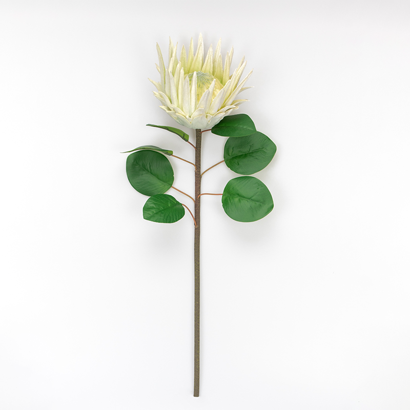Faux Silicone King Flowers, White Cream Color, 66 CM