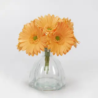 PU Gerbera Flower 7 Head with Glass Pot, 21 CM
