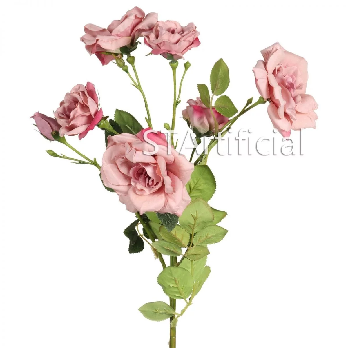 Single Artificial Silk Rose Flower with 7 Heads, 29 Inch