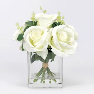 Silk Roses & Small Eucalyptus, 20 CM