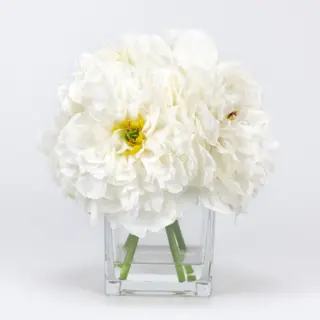 White Silk Peony Flower, 4 Heads, 23 CM