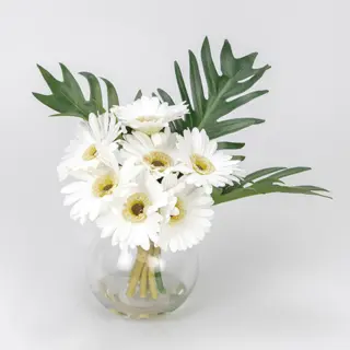 Artificial Silicone Flower 3D Gerbera in Glass Pot