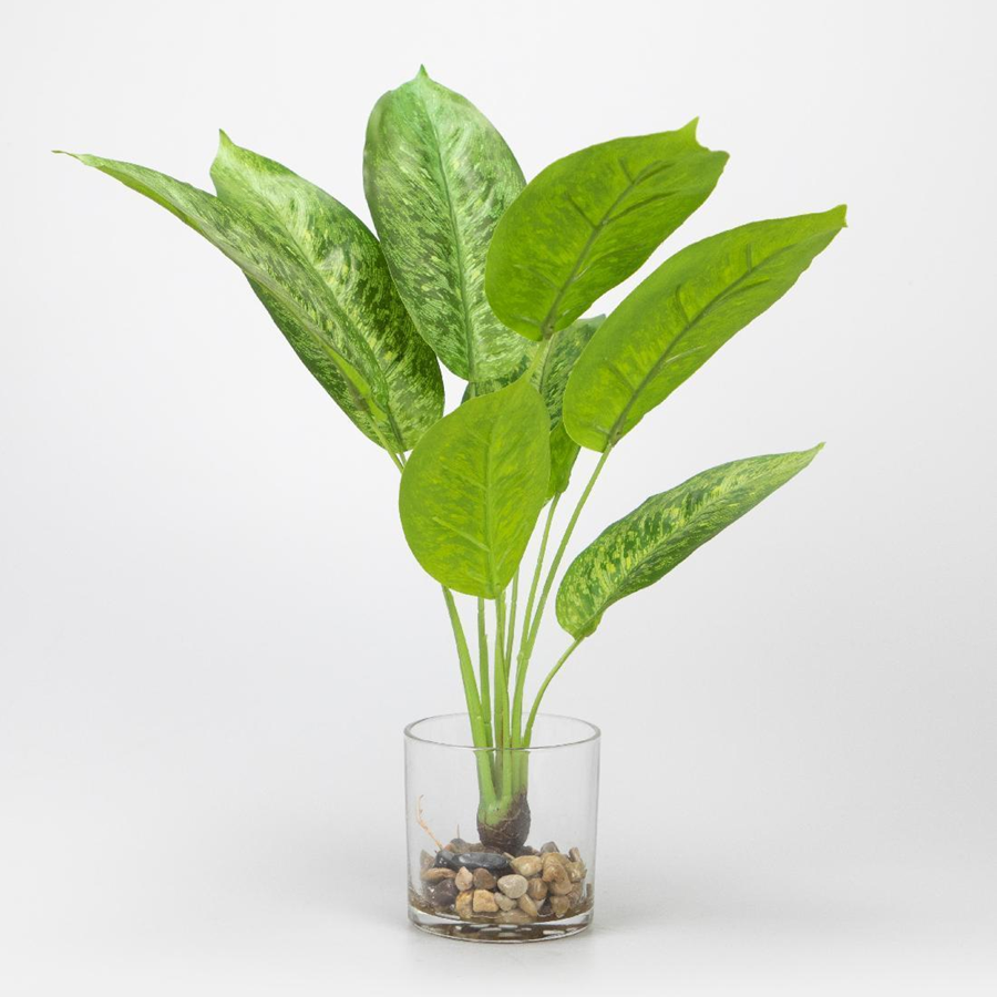 Green Artificial Potted Rohdea Japonica Leaves, 46 CM