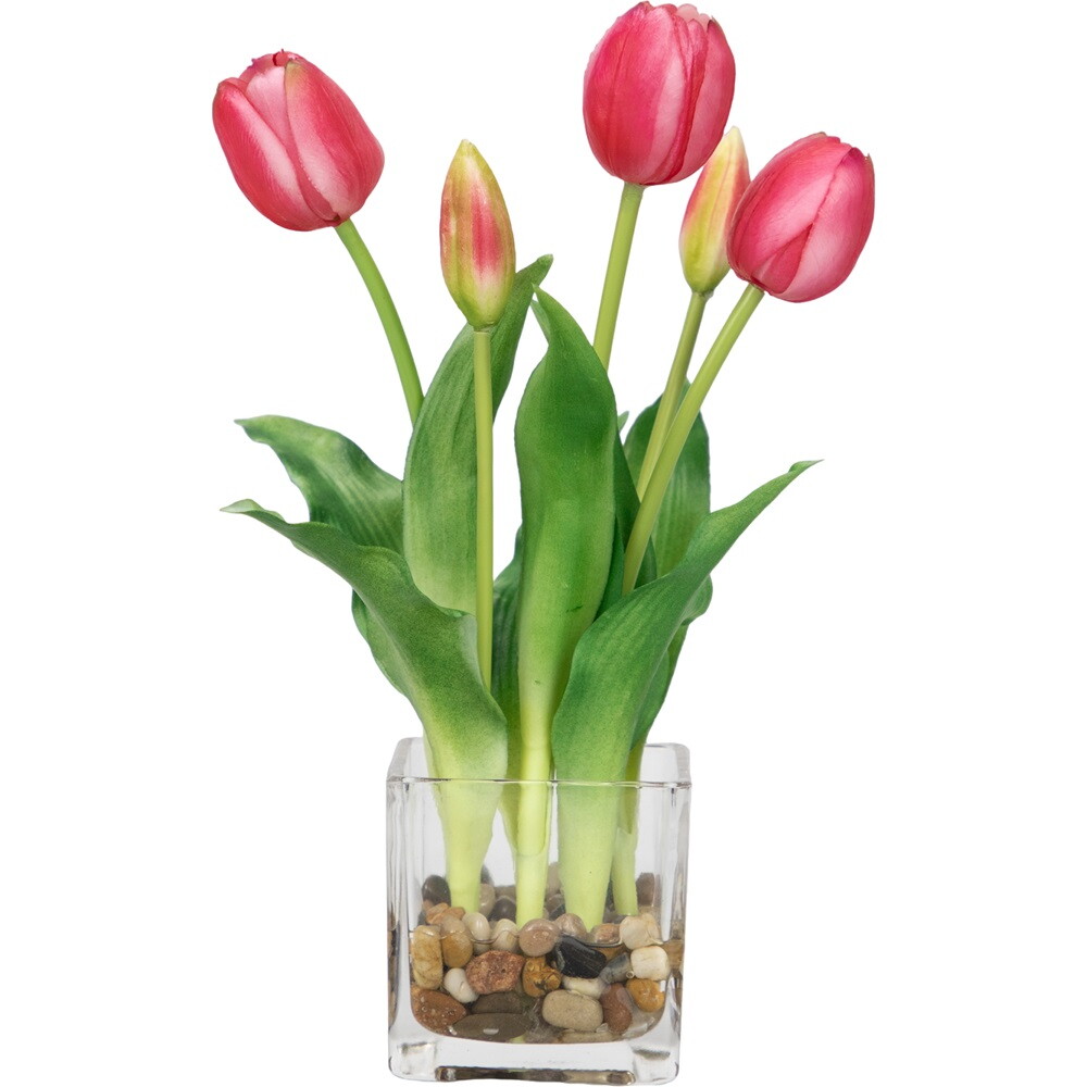 PU Artificial Tulips Flowers for Hotel Home Office Decor, 28 CM