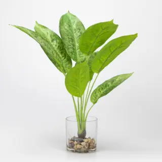Green Artificial Potted Rohdea Japonica Leaves, 46 CM