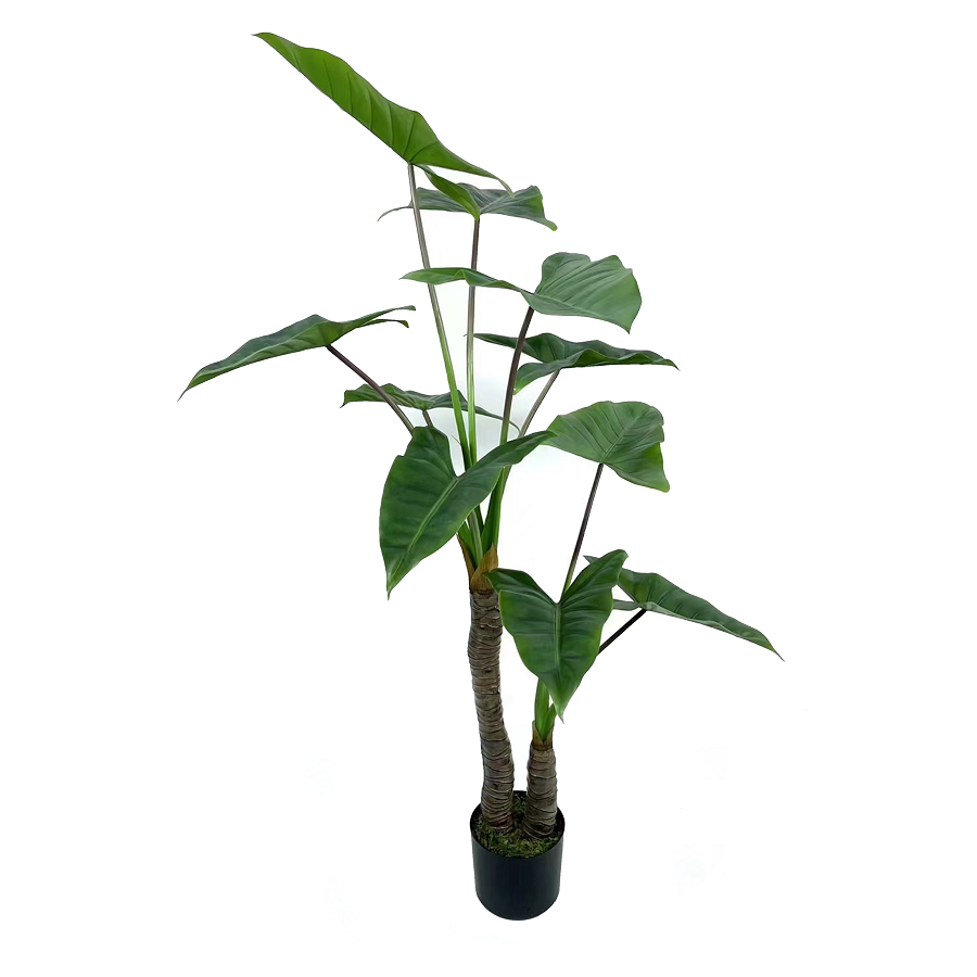 Big Green Artificial Taro Plants in Black Planter, 150 CM