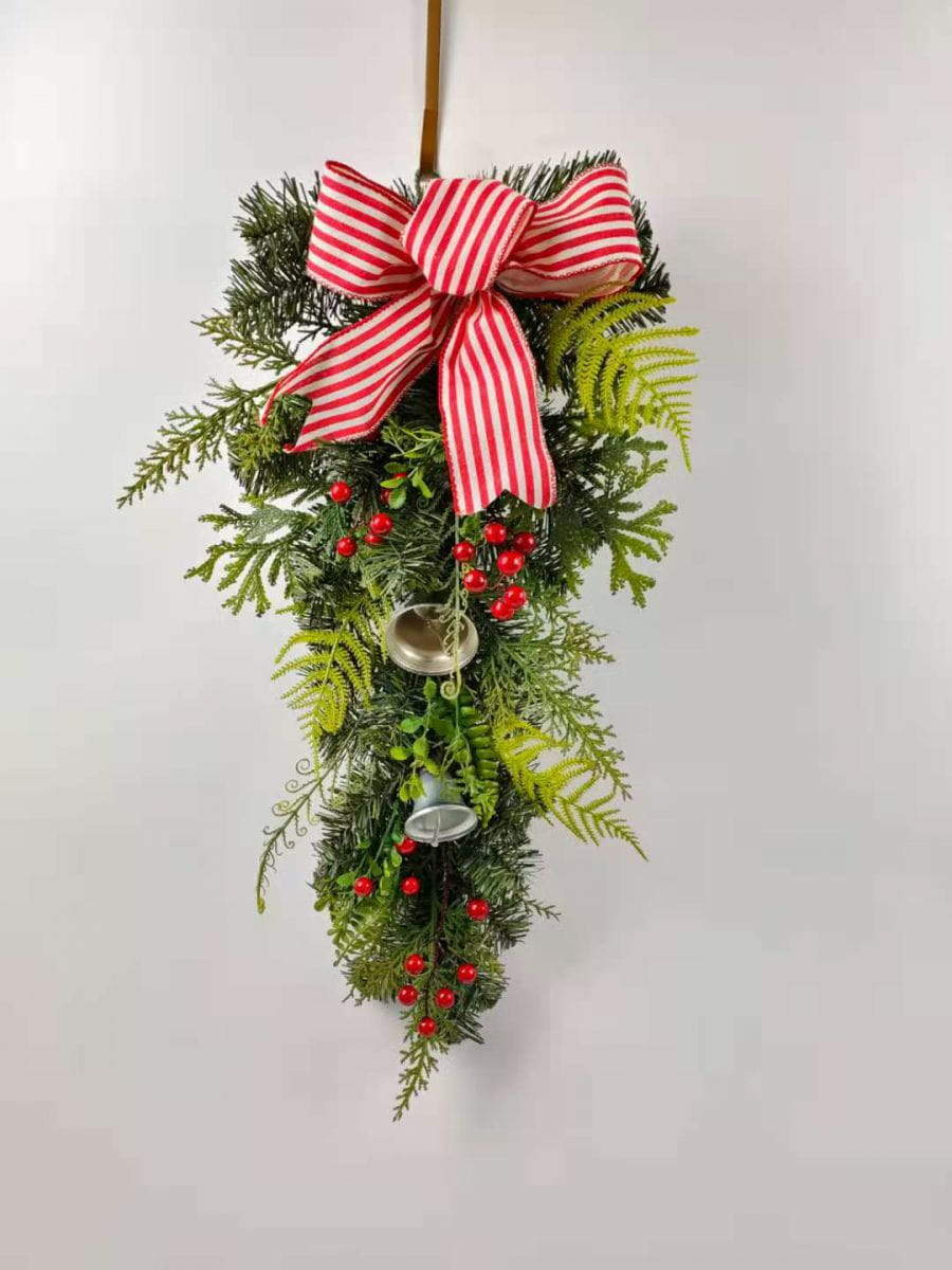 Red Berries Christmas Decor with Silk Fern and Ribbon Red Berries Christmas Decor with Silk Fern and Ribbon