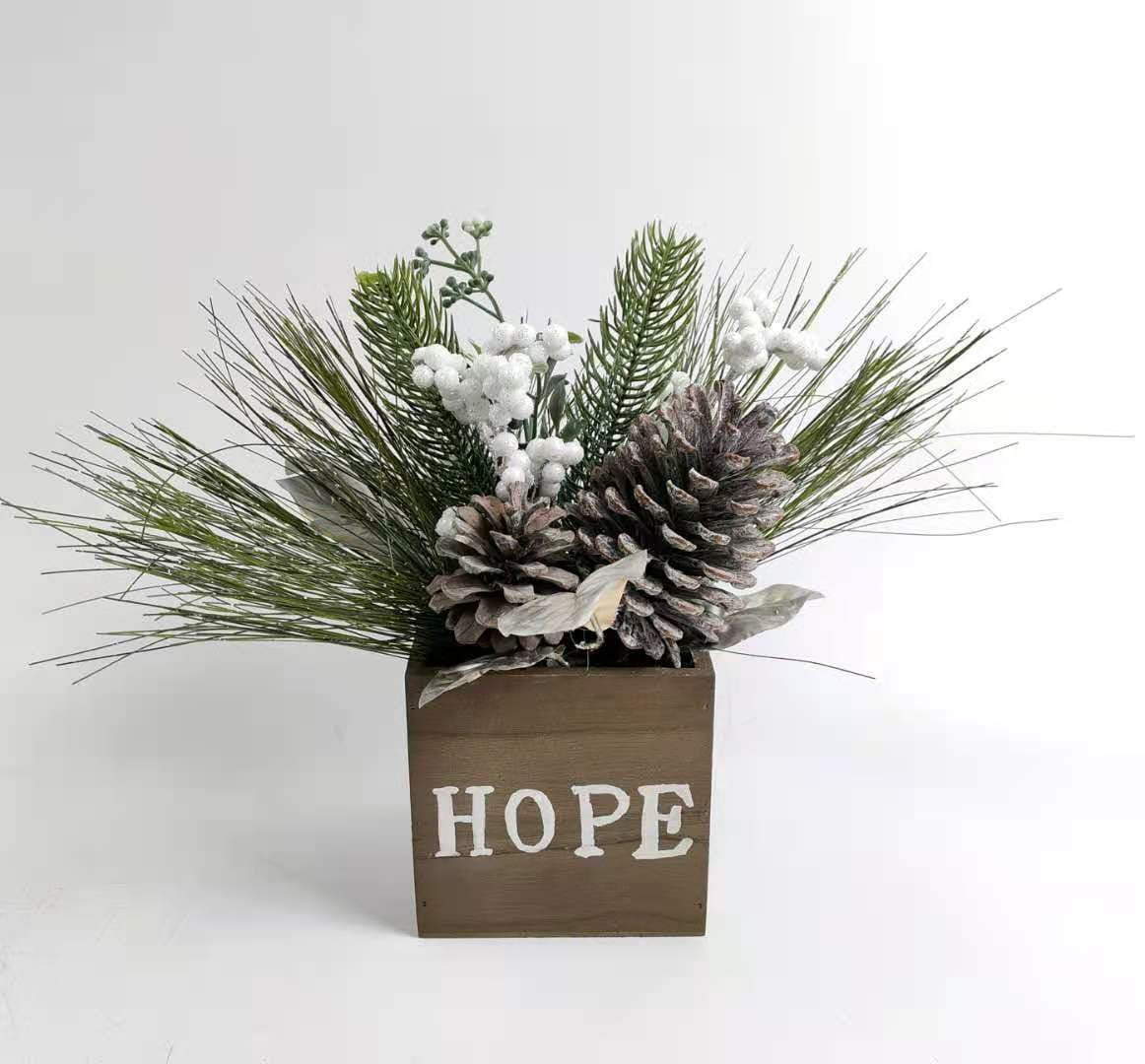 Tabletop Decoration Pinecone White Berries with Base Tabletop Decoration Pinecone White Berries with Base