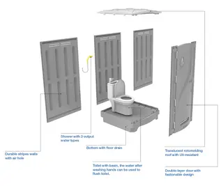 TPT-M01 Outdoor Portable Toilet, HDPE Plastic, Ceramic Flush Toilet