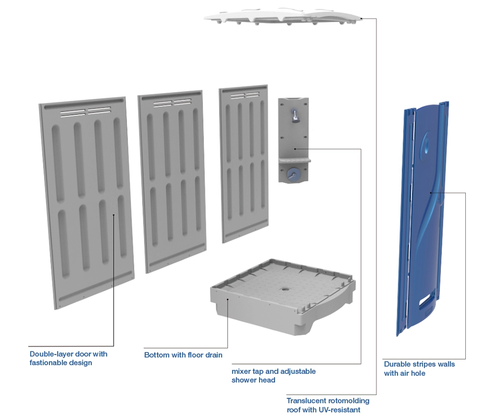 TPS-H02 Portable Hot and Cool Shower Room, HDPE Mobile Bathroom