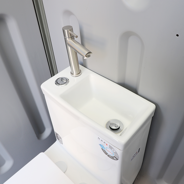 HDPE Plastic Portable Restroom, Ceramic Flushing Toilet