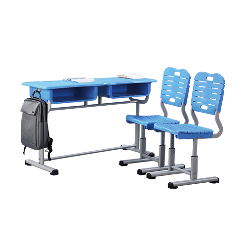Double school desk and chair, fixed height 710-780mm, ABS Plastic