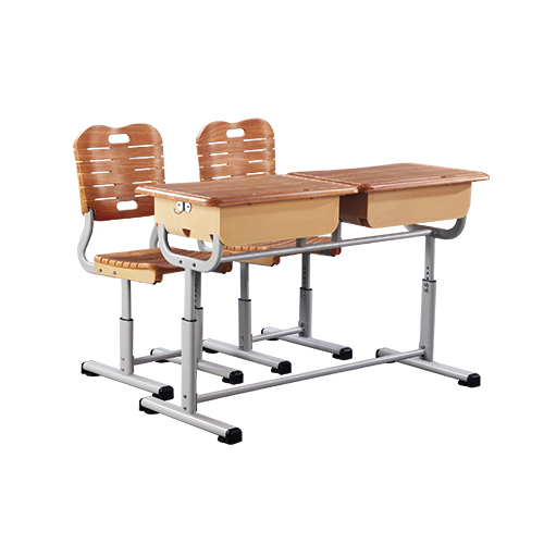 Dual student desk with fixed height 710-780mm, made of wood