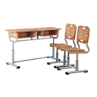 Dual student desk with fixed height 710-780mm, made of wood