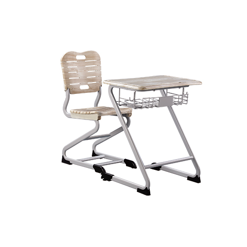 Wooden classroom desks and chairs, fixed height 760mm