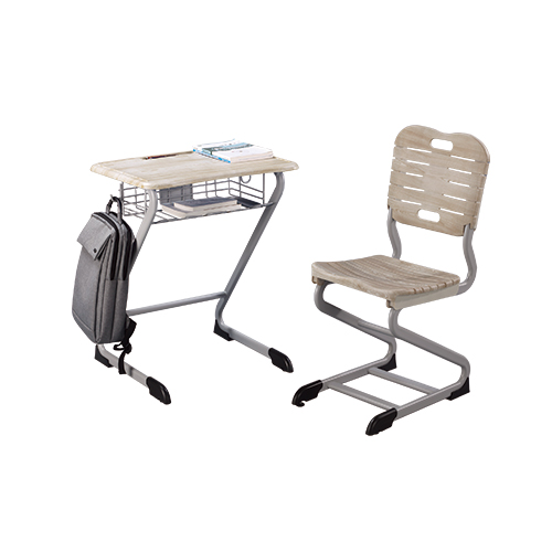 Wooden classroom desks and chairs, fixed height 760mm