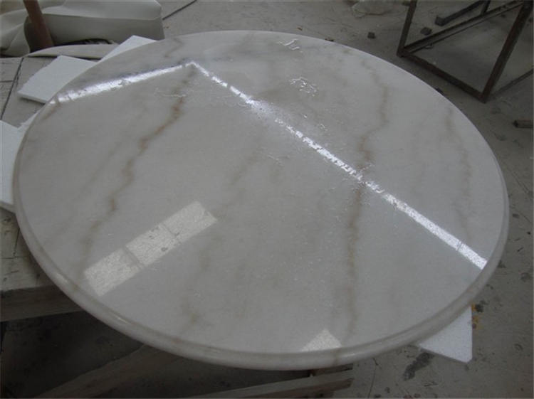 Chinese Guang Xi White Marble Table Top, Round Marble Table Top