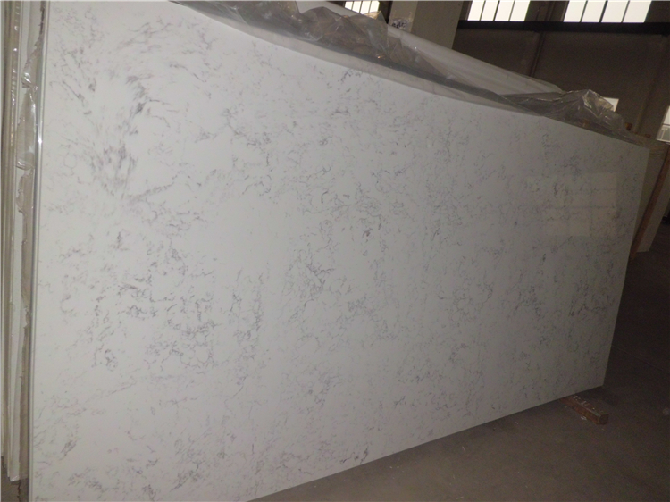 Volakas White Engineered Quartz Slab, White Vein Quartz Stone Tiles