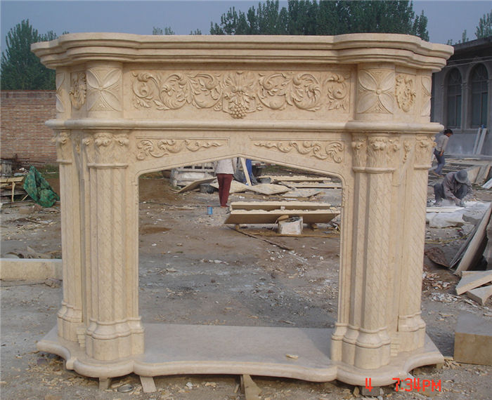 Beige Marble Fireplace