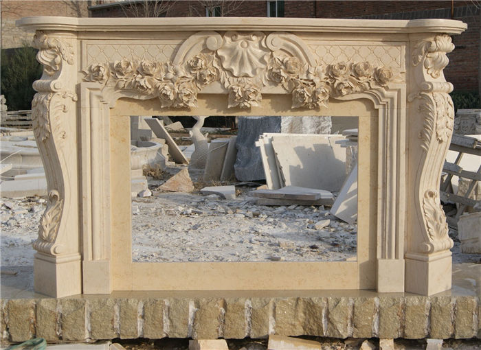 Beige Marble Fireplace