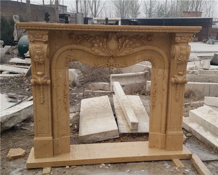 Beige Marble Fireplace