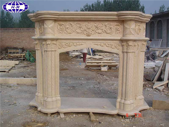 Beige Marble Fireplace