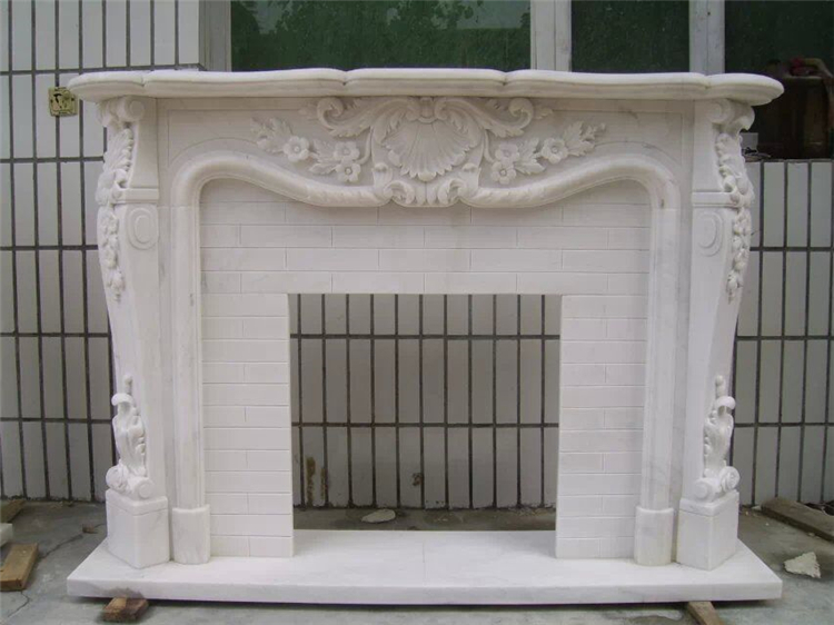China White Marble Mantel, Antique Marble Fireplace Surround