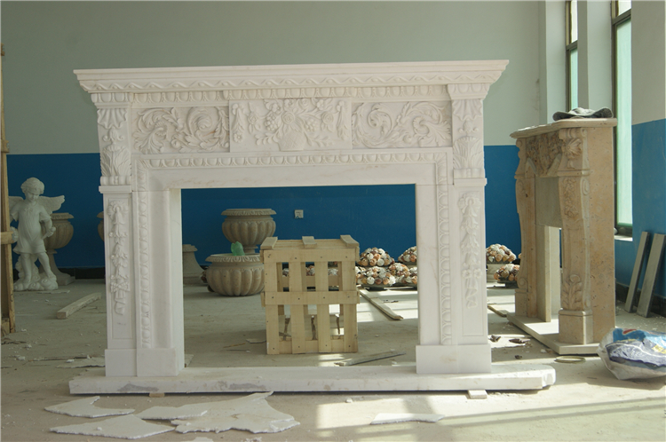 China White Marble Mantel, Antique Marble Fireplace Surround