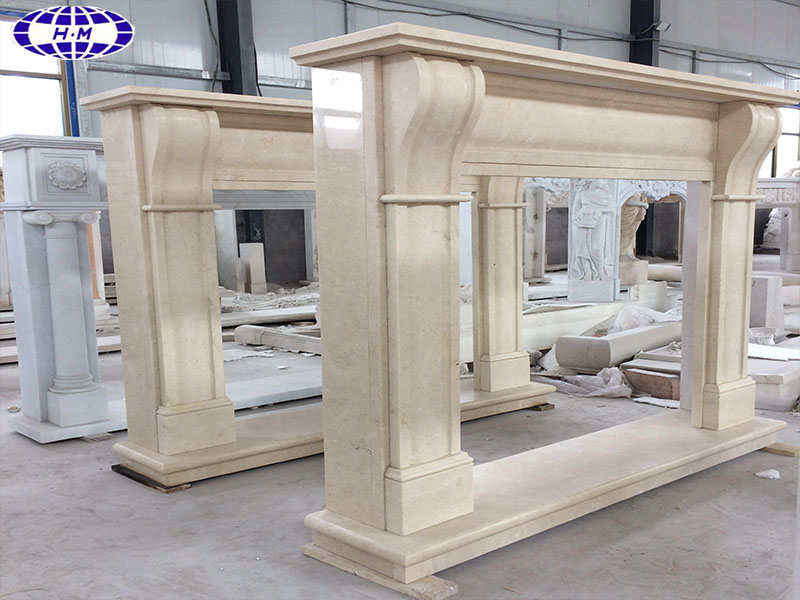 Crema Marfil Beige Marble Fireplace