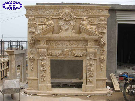 Double Sided Marble Fireplace