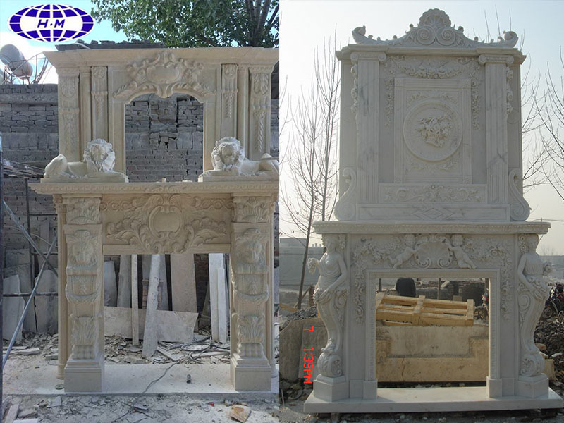 Nature Marble Double Sided Fireplace Mantel