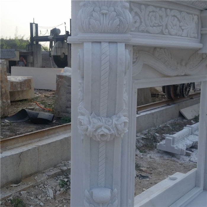 Pure White Marble Fireplace