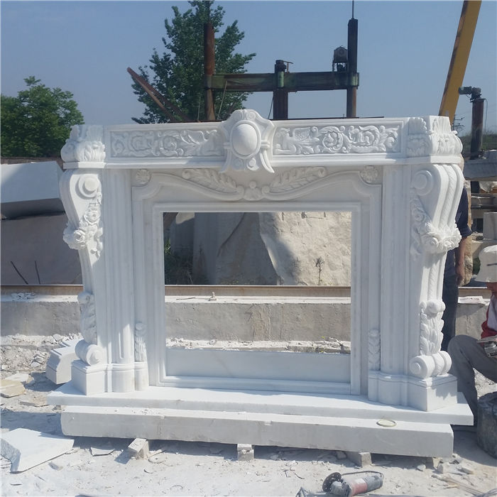 Pure White Marble Fireplace