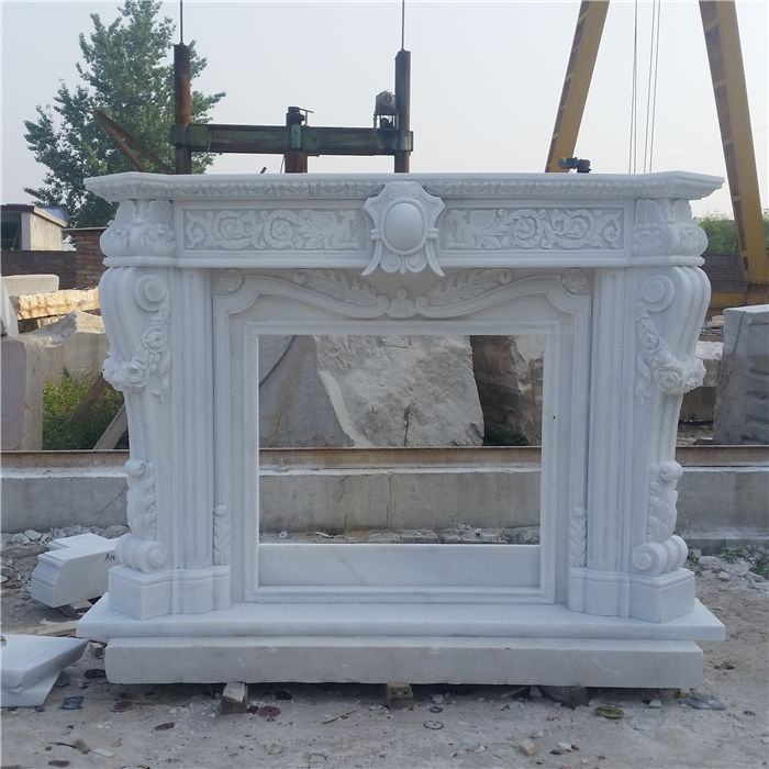 Pure White Marble Fireplace
