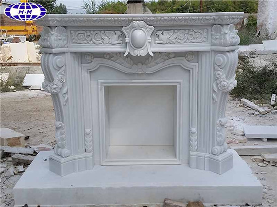 Pure White Marble Fireplace