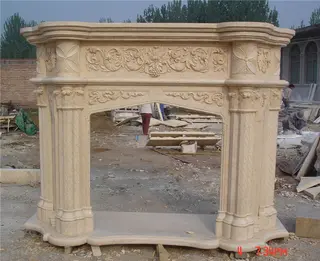 Beige Marble Fireplace