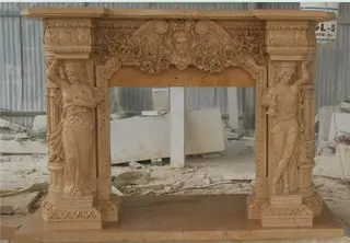 Beige Marble Fireplace