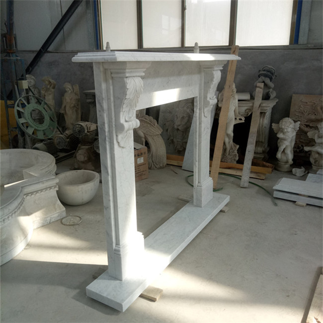 White Carrara Marble Fireplace